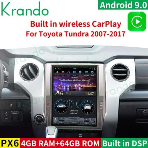 Krando Android 9.0 4G 64G 12.1" tesla Vertical screen car audio for Toyota Tundra 2014-2018 carplay built GPS multimedia radio