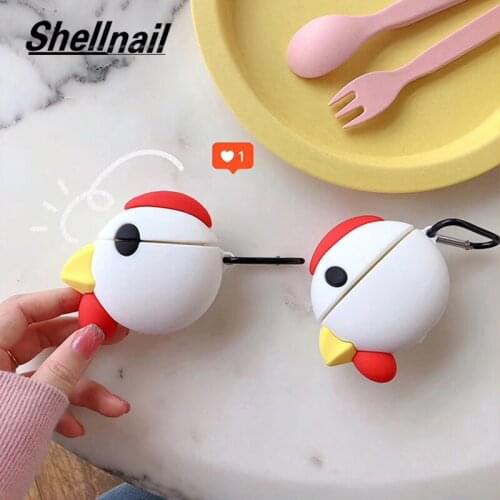 Shellnail Bluetooth Earphone Case for Airpods 2 1 Protective Cover For air pods Box Cute Cartoon Chicken DIY Silicone Shells