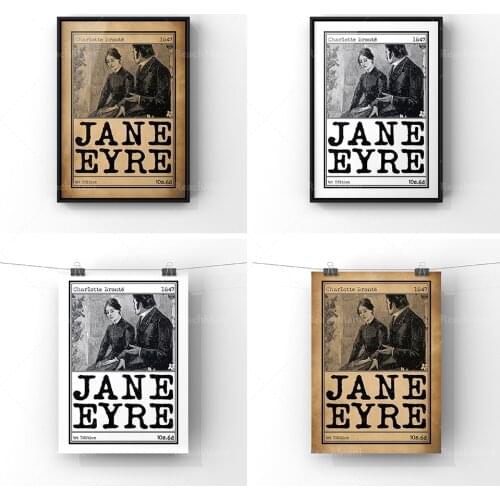 Jane Eyre Book Cover Art Illustration Poster | Charlotte Bronte Classic Novel Book Advert Print | Literary Wall Art | Unframed