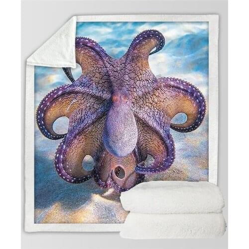 Plstar Cosmos Octopus Fleece Blanket 3D print Sherpa Blanket on Bed Home Textiles Dreamlike style-2