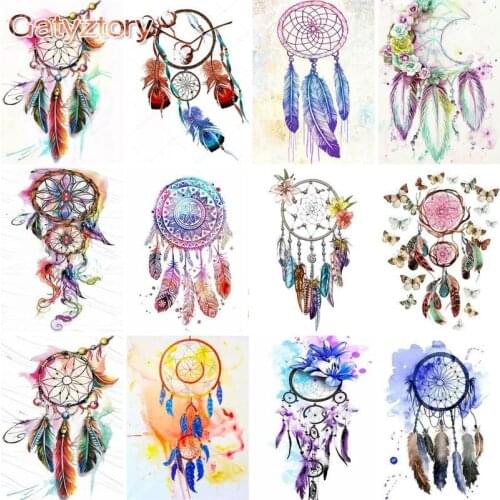 GATYZTORY Dream Catcher DIY Painting By Numbers Landscape HandPainted Oil Painting Kill Time Home Decor Accessories