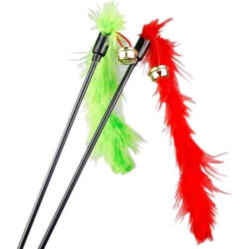 Cat Feathers Interactive Toys with Bells Funny Cat Stick Toys Random Color Attracting Kitten Big Cats Eyes Hot sale