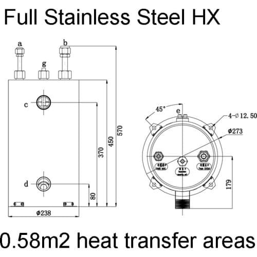 3hp Food Grade SS304 Stainless Steel Heat Exchanger Evaporator For Food Industry Chiller