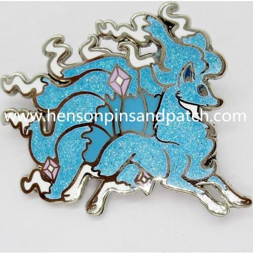 Custom zinc alloy hard enamel cute animal pin horse metal glitter badge