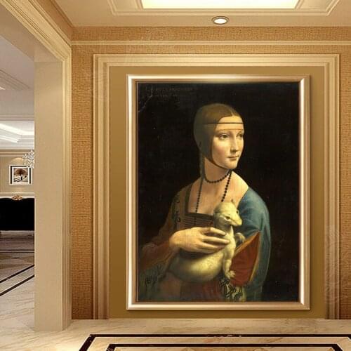 Madame Stoat Da Vincis Classic Painting Oil Painting art Poster Wall Painting Living Room Bedroom Furniture Decoration Painting