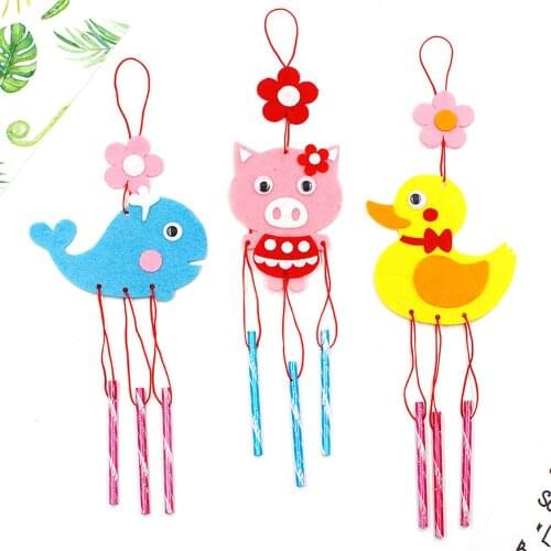 Cute Animals Aeolian Bells Kids DIY Handcrafts DIY Craft Kit Kindergarten Early Education Toys Car Duck Butterfly Aeolian Bells