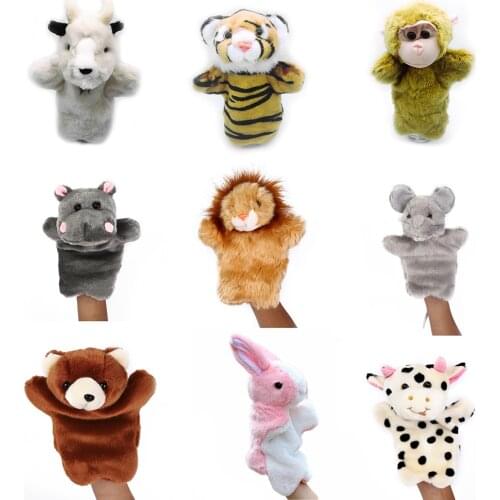 Cute Animal panda Hand Puppet Marioneta Teddy Bear Puppet Dolls Props Plush Hand Doll Puppets toys for children DR21