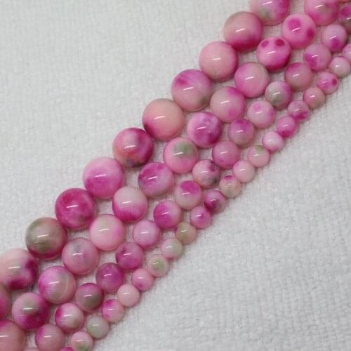 Mini. Order is $7! 6-12mm Pink Multicolor Jades Round DIY Jewelry Making Loose Beads 15"