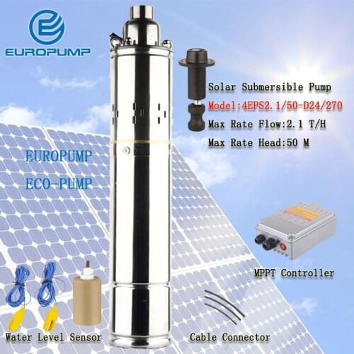 EUROPUMP MODEL(4EPS2.1/50-D24/270) 4 inches Price of Stainless Steel 304 DC Submersible Solar Pump with helical rotor Structure