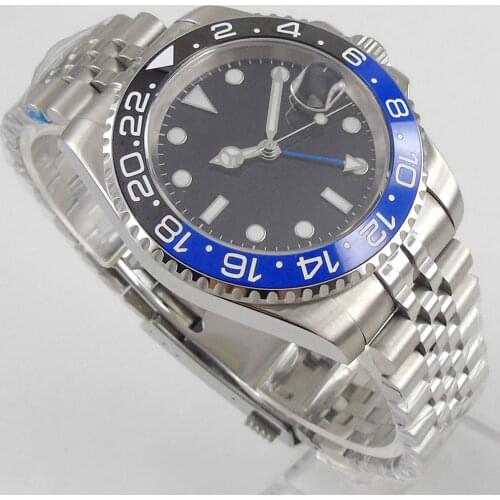 40mm DREAMRUI black dial Sapphire glass Luminous jubilee blue GMT automatic mens watch