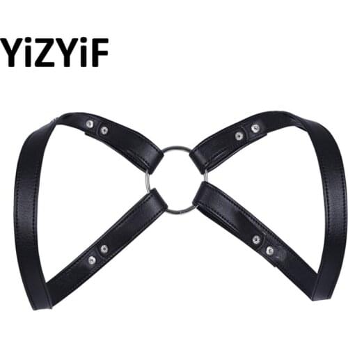 Harness Men Sexy Men Body Lingerie Faux Leather Zentai Adjustable Body Chest Harness Belts Straps Gay Costume with Press Buttons