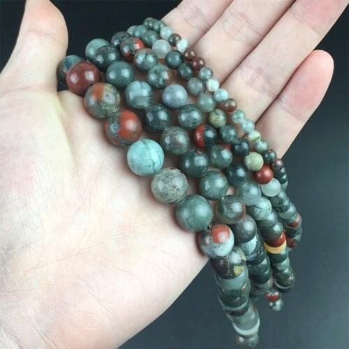 Natural African Blood Jaspers Round Loose Stone Beads For Jewelry Making DIY Charms Bracelet Necklace 15'' 4/6/8/10/12mm