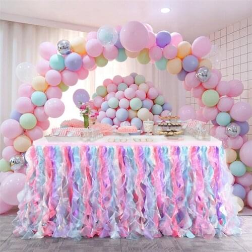 Rainbow Color Tulle Tutu Tablecloth for Kids Birthday Decoration Wedding Table Tutu Skirt Decorations Baby Shower Favor Tables