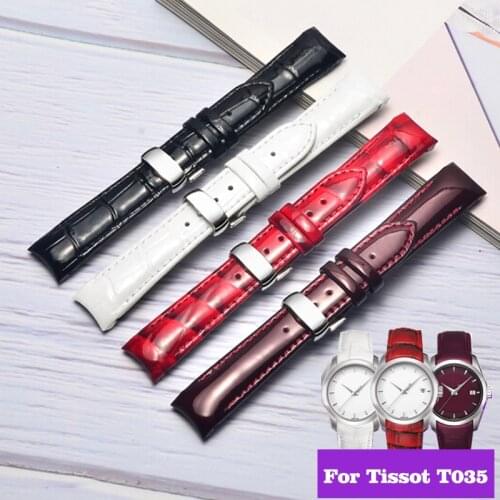 Calfskin Leather Watch Band for Lady 18mm for Tissot Watch Strap T035410A\207A Couturier Watch Wrist Bracelets Red Watchbands