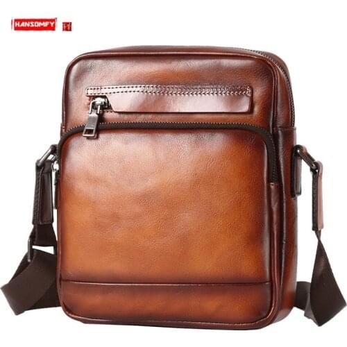 Cowhide Shoulder Bag Genuine Leather Mens Bag Casual Male Messenger Bag Fashion Simple Men Small Bags Korean 2021 New Business