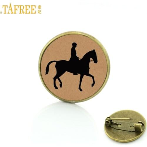 TAFREE Brand vintage Horseback Riding brooches love horse charms Equestrian sports events gift badge jewelry for men women SP514