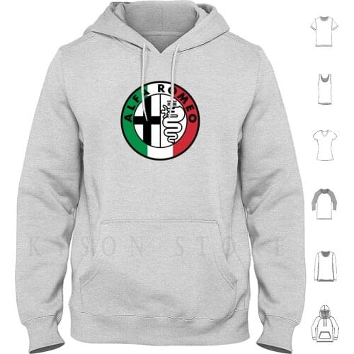 Alfa Romeo Logo ( Italy ) Hoodie Long Sleeve Alfa Romeo Giulia Myth Stelvio 166 159 156 147 75 33 4c 8c Quadrifoglio
