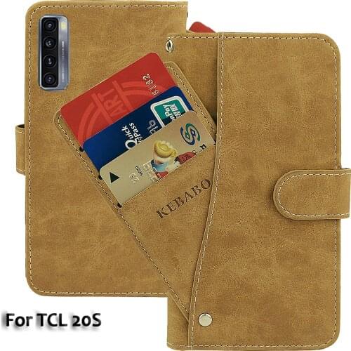 Vintage Leather Wallet TCL 20S Case 6.67" Flip Luxury Card Slots Cover Magnet Phone Protective Cases Bags
