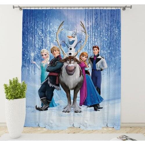Disney Frozen Elsa Anna Curtain Brushed Shading Curtains Digital Printed Living Room Bedroom Dormitory Kitchen Window Decoration