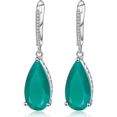 Gems Ballet 925 Sterling Silver Vintage Earrings 15.79Ct Natural Green Agate Gemstone Drop Earrings For Women Fine Jewelry