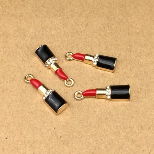 10pcs 7x26mm lipstick charm for jewelry making earring pendant fashion charm bracelet charm metal pendant