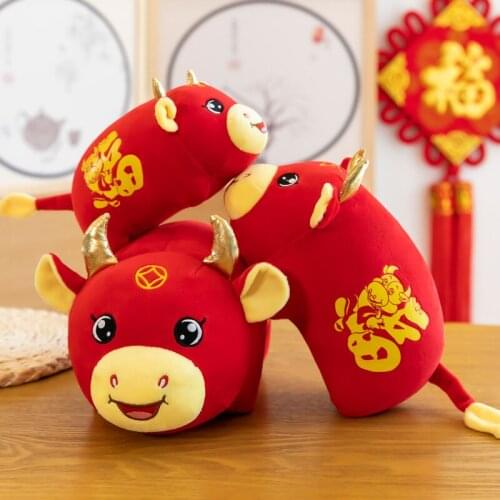 2021 New Years Simulation Cow Cattle Bull Plush Doll Soft Animal Stuffed Toys for Girls Children Teens Gift Sofa Decor