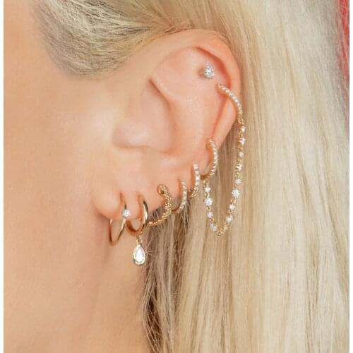 2021 vintage fashion jewelry daisy flower no stone high polished delicate flower band geometric round circle medium hoop earring