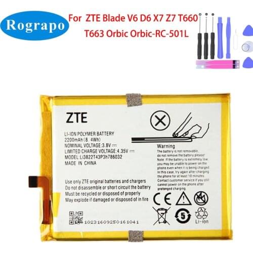 2200mAh Li3822T43P3h786032 Replacement Battery For ZTE Blade V6 D6 X7 Orbic Orbic-RC-501L Baterij Cell Mobile Phone Batteries