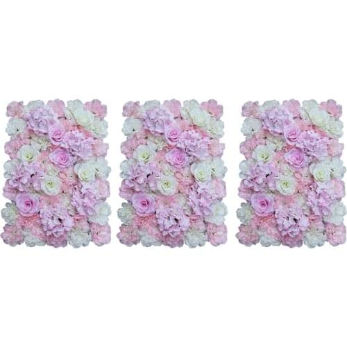 3 Pieces Artificial Flower Wall Panels Wedding Venue Decor 60 x 40cm