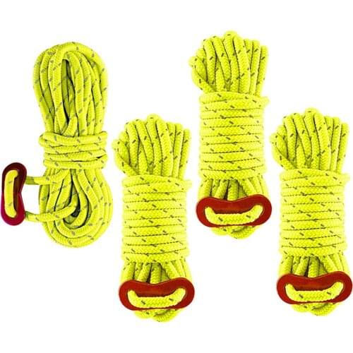 4 PCS/Set 4M*4MM Reflective Tent Hang Lanyard Tent Wind Rope with Buckle Sun Shelter Awning Reflective Paracord Tools