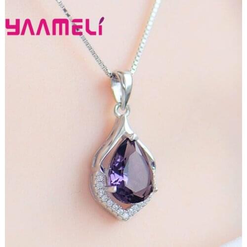 925 Sterling Silver Luxury Statement Pendant Necklace For Women Girls CZ Crystal Fashion Jewelry Valentines Day Gift Wholesale