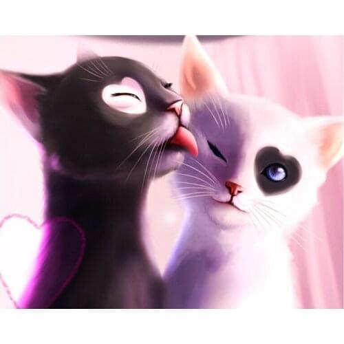 5D DIY Diamond Embroidery Kits Diamond Painting Animals Mosaic Pattern Crystals white and black Cats Rhinestones Paintings