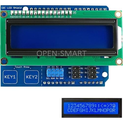 LCD Keypad Shield I2C 1602 LCD Shield with Touch Keys for Arduino UNO / Mega2560 White Backlight
