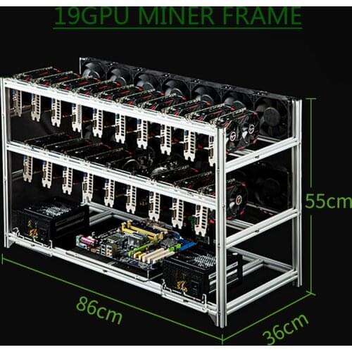 Bitcon Miner 19 GPU Frame Aluminum Mining Rig Open Air Case Stackable For Ethereum Mining Rig ETH BTC XMR Chassis Server Rack
