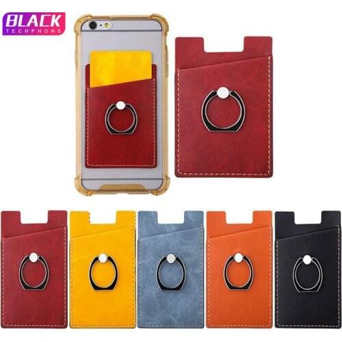 Cell Phone Card Holder Card Pocket with Ring Stand Adhesive Sticker Back