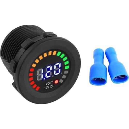 DC 12V Digital Voltmeter LED Panel Display Round Waterproof Voltage Gauge Meter for Car motorcycle