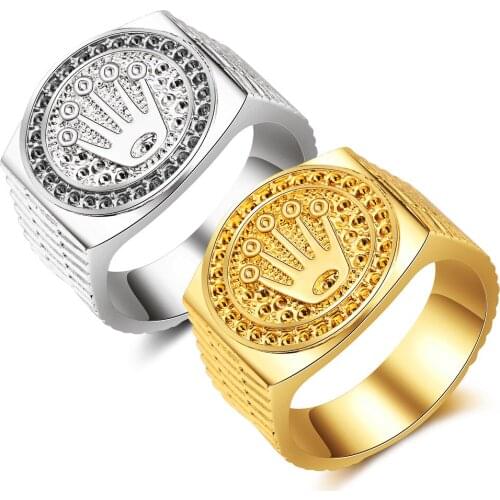 Hiyong Hip Hop Ring For Women and Men Crown Ring Gold Silver Color Vintage Punk Ring Hot Selling Crown Couple Jewelry Ring Gifts
