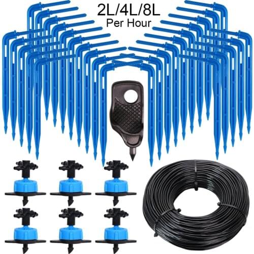 Greenhouse Drip Irrigation 4 Way 2L 4L 8L 3/5mm Hose Drip Arrow Kit Garden Lawn Pot Watering Bend Dripper Sprinkler Transmitter