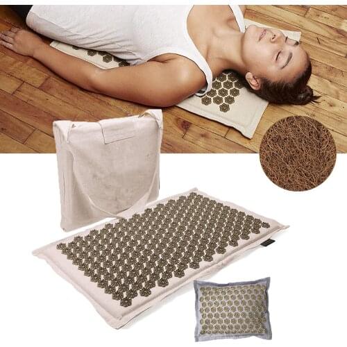 Acupressure Mat Acupressure Yoga Mat Massager and Pillow Set Relaxation Relieve Stress Body Stress Pain Cushion Mat Lotus
