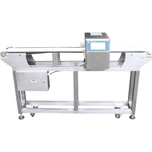 Touch screen belt conveyor food package metal detector