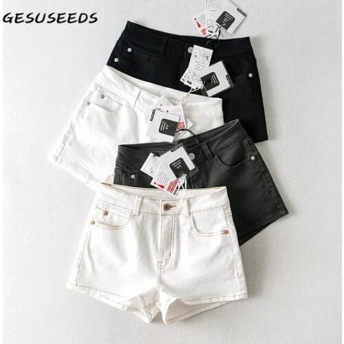 Summer jean shorts women high waisted shorts casual short jeans black white denim shorts women fashion wide leg denim jeans 2021