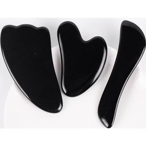 Face Care Massager Natural Black Obsidian Gua Sha Tool Stone Crystal Mineral Massage Eye Skincare Scraper Wrinkle Beauty Product