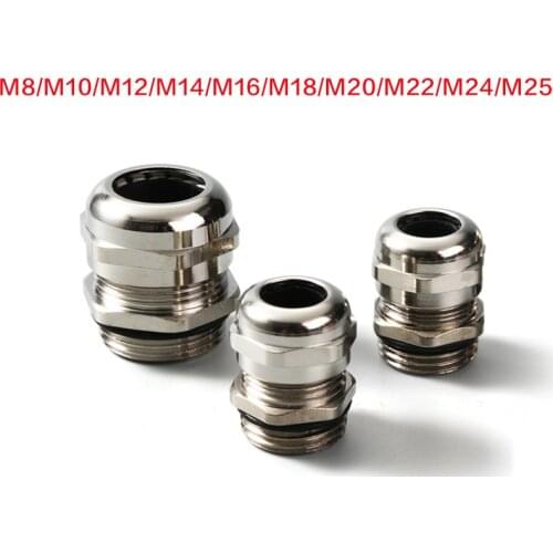 Metric Waterproof Cable Gland Explosion-proof Nickel Plated Brass Cable Entry Gland M8/M10/M12/M16/M20/M25 Connectors For Wires