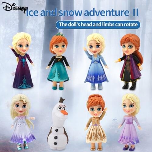 Disney Frozen Princess Mini Doll PVC Action Figure Toy Elsa Anna Collection Figurine Toy Cute Cartoon Model for Children Kid