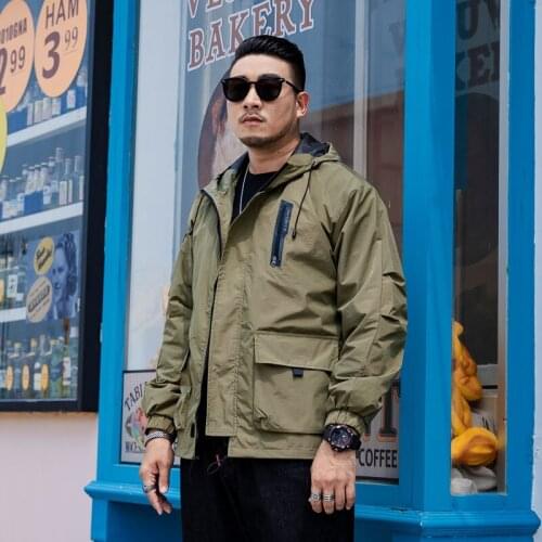 Trendy Brand Large Size Mens Clothing Fashion plus Size Loose Mens Coat Printed Hooded Jacket Mens Three Colors Optional