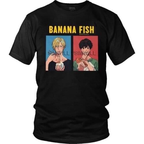 Mens Vintage Banana Fish T-Shirt Novelty Manga Anime Ash Lynx Eiji Okumura Tshirt Short Sleeve Unique T Shirt Cotton Tee Tops