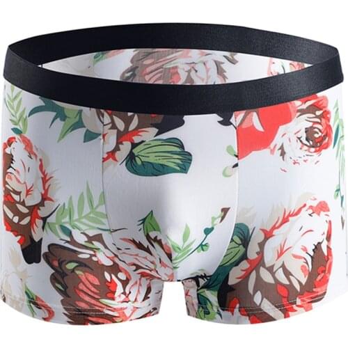 Plus Size 5XL-10XL Underpants Man Ice Silk Men Underwear Boxer Shorts Seamless Mens Boxers Fashion Printed Sexy Mens Panties