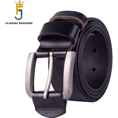FAJARINA Mens Quality Wrapped Leather Clasp Buckle Design Retro Style Belt Mens Jeans Geunine Leather Belts for Men N17FJ115