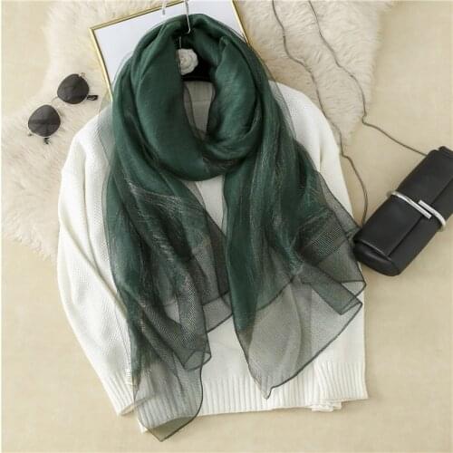New Women Luxury Silk Wool Scarf Solid Color Shawls Lady Pashmina Neck Hijab Foulard Wraps Bufanda Winter Brand Scarves Bandana
