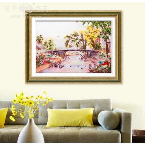 Original modern minimalist bedroom bedside mural living room decoration painting creative sofa background wall DIY ribbon hang